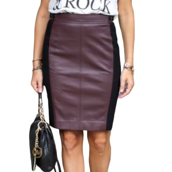Ann Taylor faux leather burgundy pencil skirt NWT size 8P - Picture 2 of 12